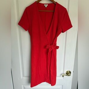 J. Crew Red Wrap Dress Size Small